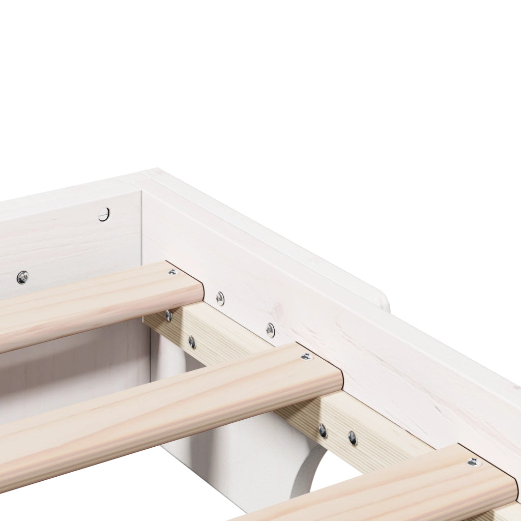 Struttura Letto Bianco Legno Massello 120 x 200 cm Rettangolare