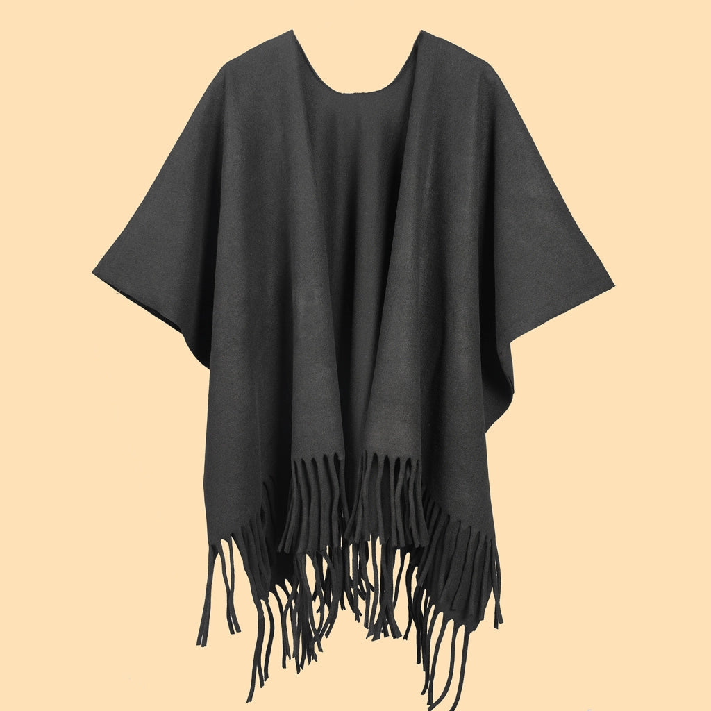 Sciarpa da donna classica, versatile, a tinta unita, spessa, con nappe e ampia, calda.