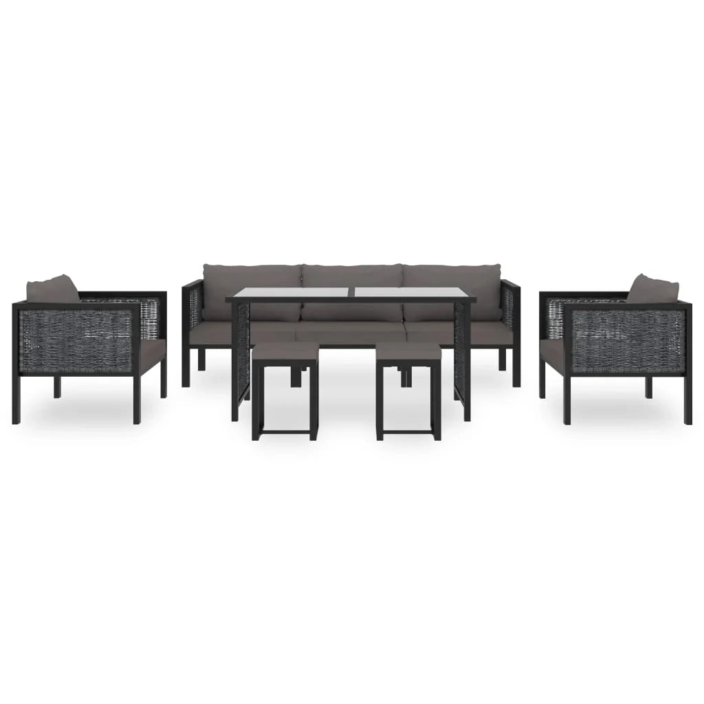 Set di mobili da giardino mobili da esterno 8 pezzi con cuscini resina intrecciata antracite 02_0017668