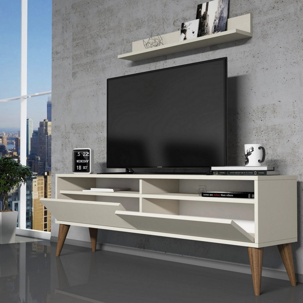 Maglie, Mobile Porta tv 3 Ripiani, 150x30x50h cm Bianco Crema