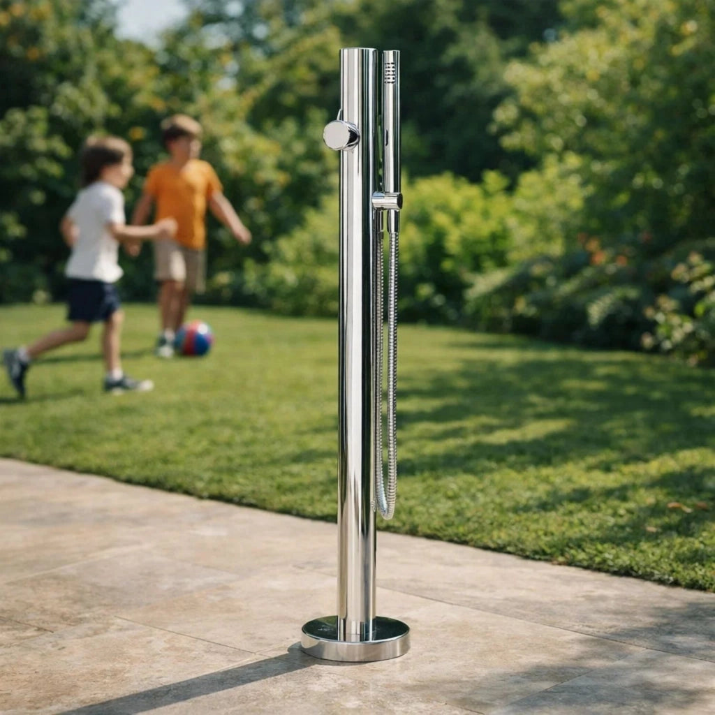Fontana da giardino colonna esterno sambuco acciaio inox con miscelatore 100cm *** confezione 1