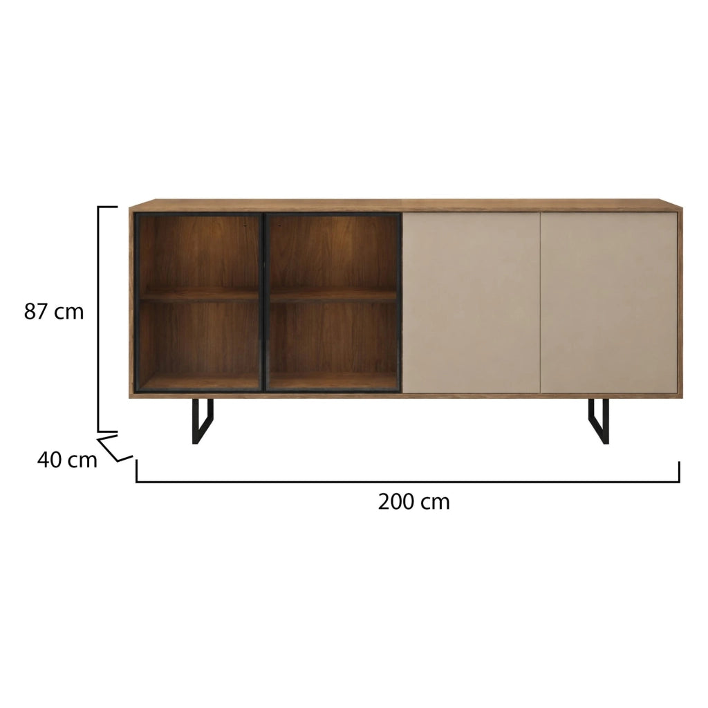 Madia Rivarone, Credenza 3 Ripiani, 200x40x87h cm Beige