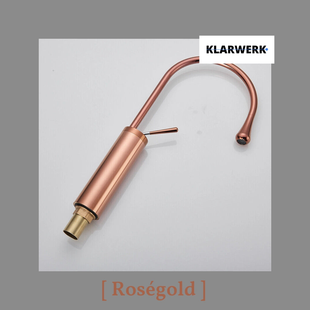 Lydia | Miscelatore da bagno Hotel Gastro Rosegold | Rubinetto in acciaio inox per lavabi alti | Miscelatore 2 attacchi alta pressione alto Bagno