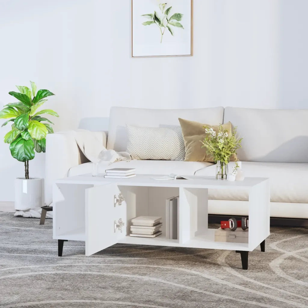 Tavolino da Salotto Bianco 102x50x40 cm in Legno Multistrato 812699