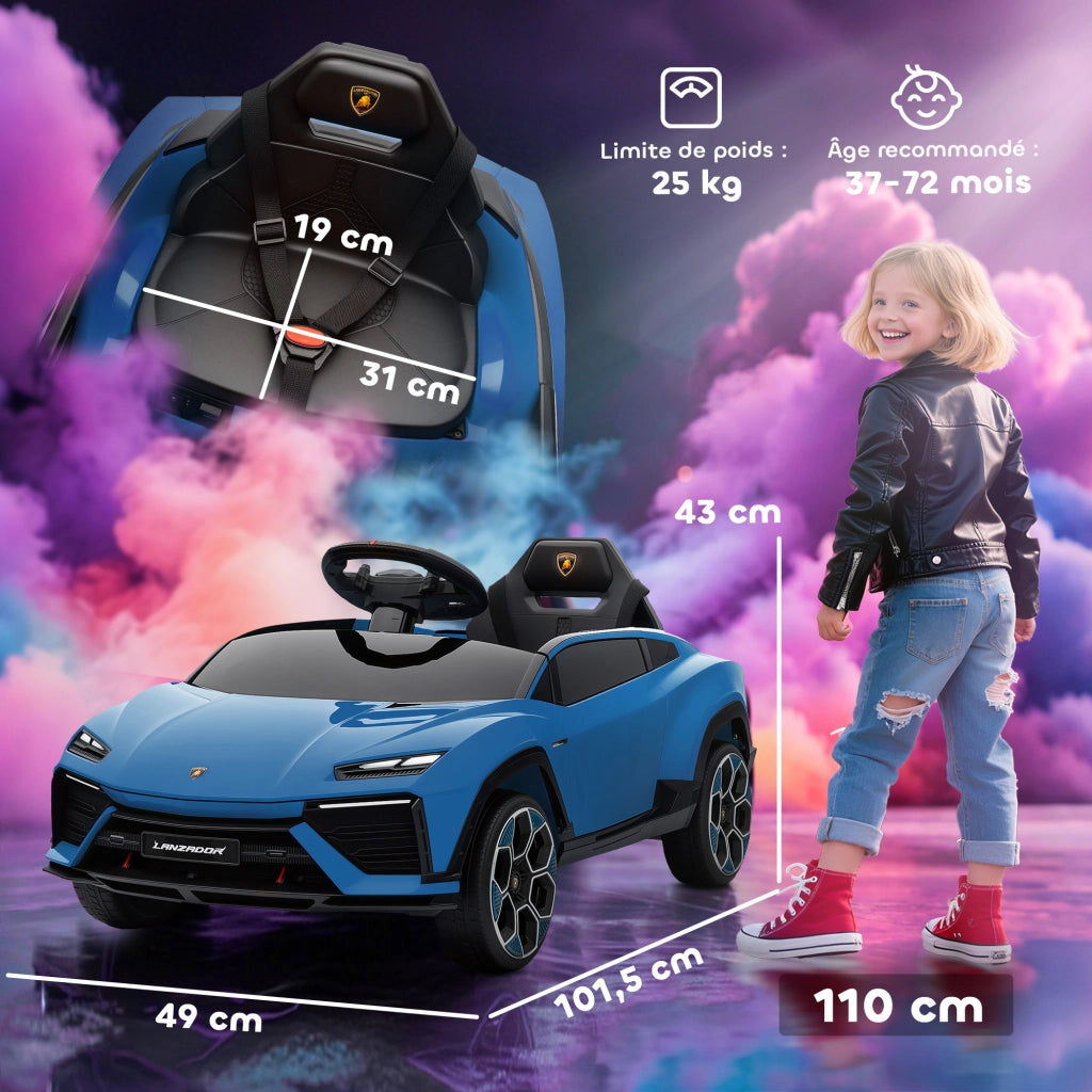 Auto elettrica per bambini Lamborghini 12V ¨C zephmum ¨C 2 motori, telecomando 2.4G, blu