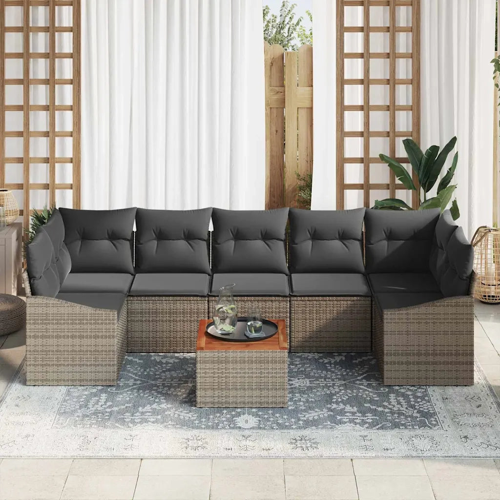 Set Divano da Giardino con cuscino 8 pcs Grigio polyrattan 3347797