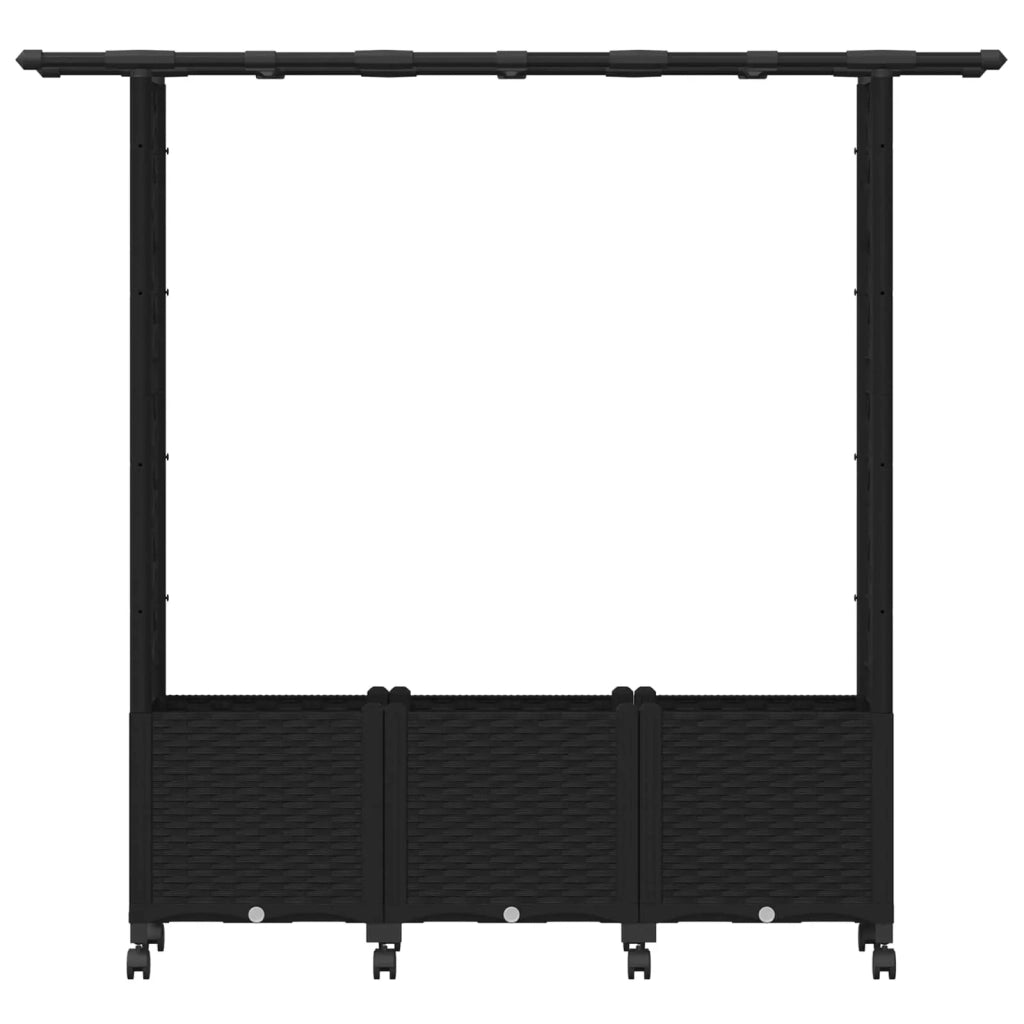 Letto Rialzato con Griglia e Tetto Nero 162,5 x 40 x 142 cm PP 3423117