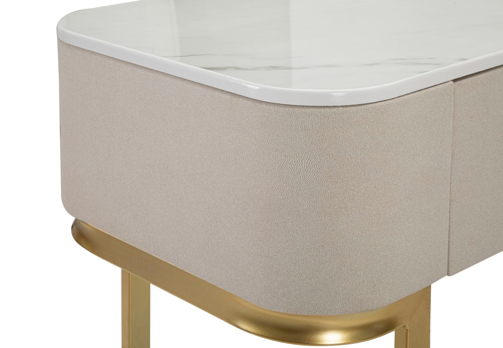 Console Fissa 3 Cassetti Beauty 100x80x40 cm in Legno MDF e Metallo Crema/Oro