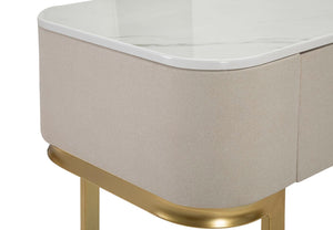 Console Fissa 3 Cassetti Beauty 100x80x40 cm in Legno MDF e Metallo Crema/Oro
