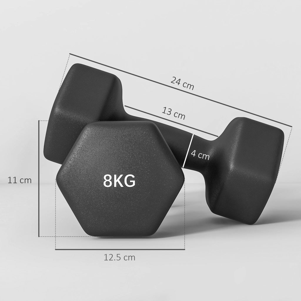 Manubri Esagonali 2x8 kg ¨C zephmum ¨C Nero, Metallo e Plastica, 24x11x11 cm