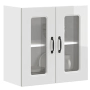 Pensile da Cucina con Porta in Vetro-Mobile Cucina da Parete Kalmar Bianco Lucido 261656