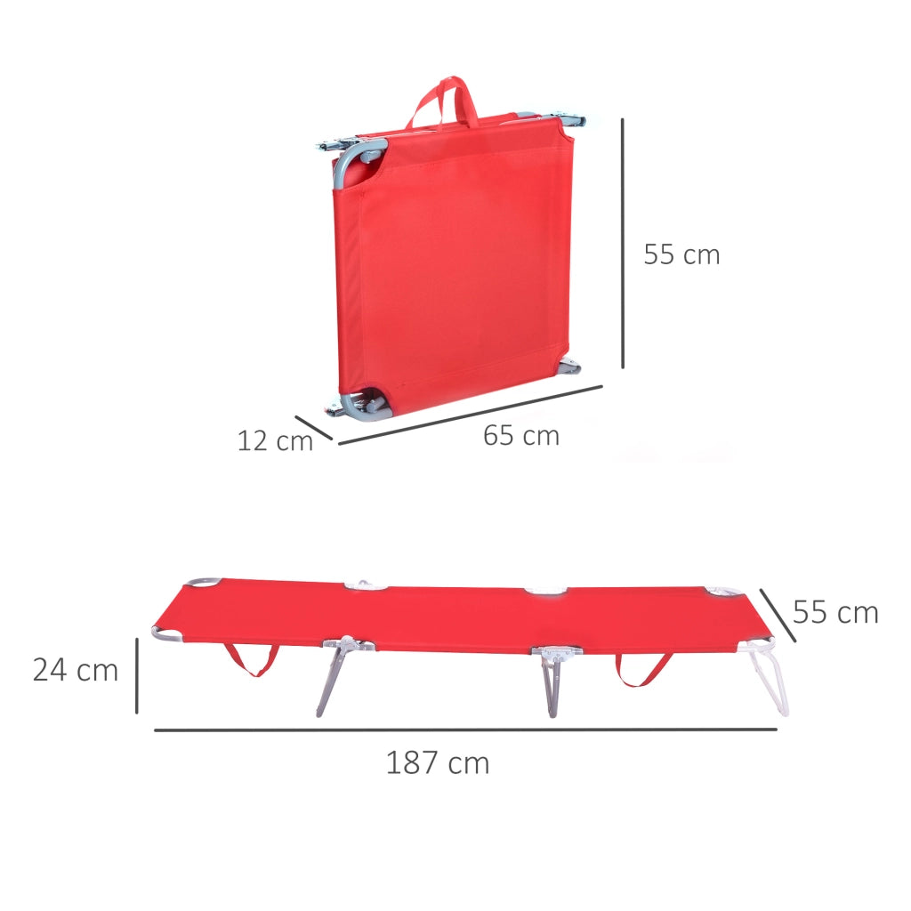 Lettino Prendisole Pieghevole 187x55x24 cm con Schienale Reclinabile su 5 Livelli in Tessuto Oxford Rosso