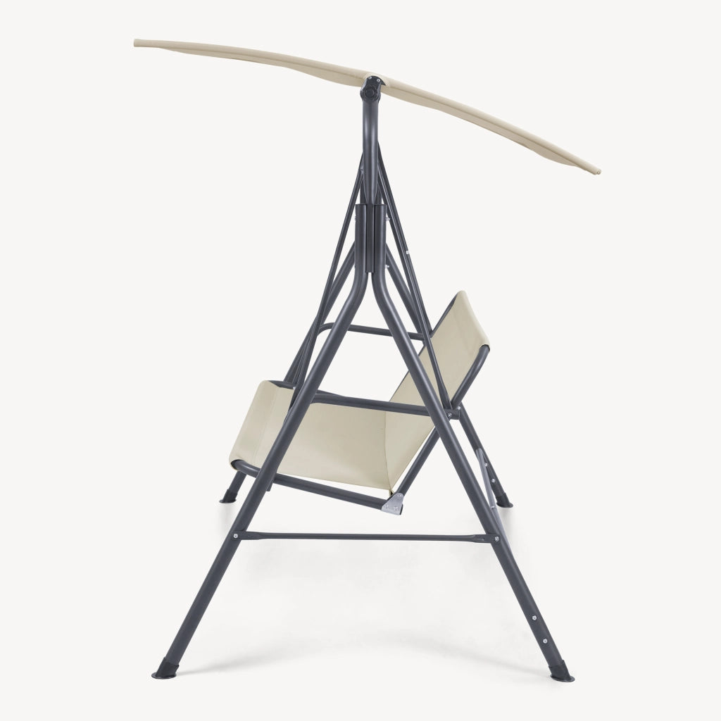 Dondolo da Giardino Satten a 3 Posti con Tettuccio Parasole 173x119x153 cm - Grigio / Beige [en.casa]