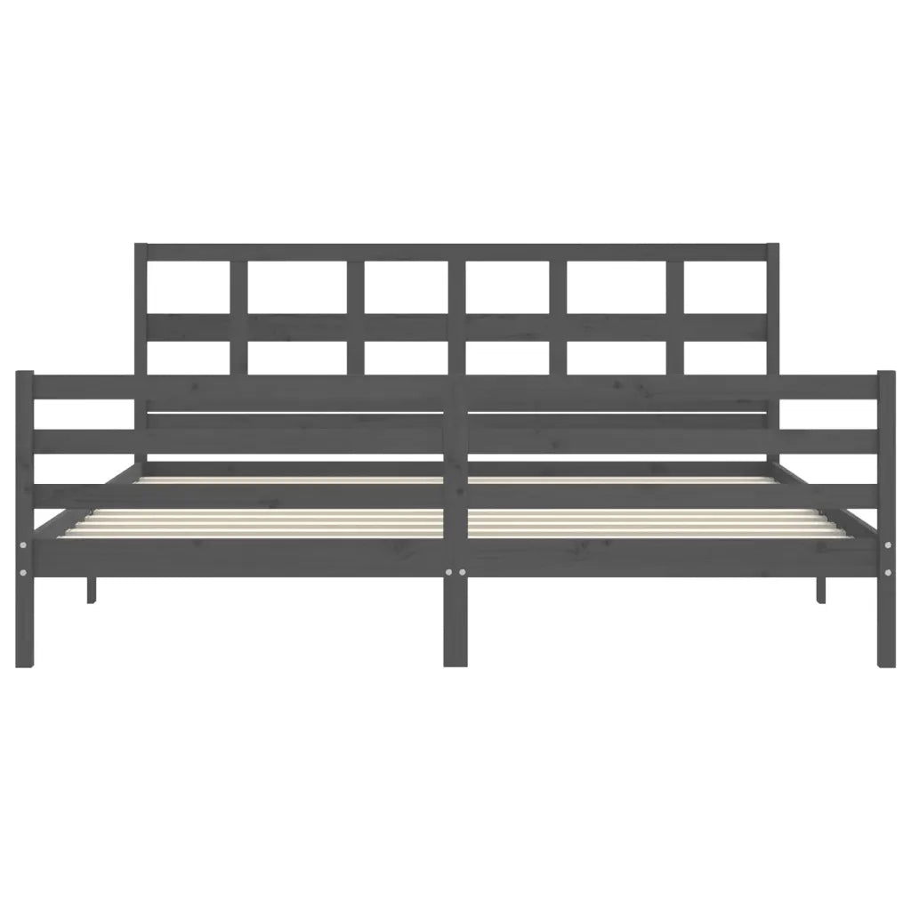 Giroletto con Testiera Grigio 200x200 cm in Legno Massello