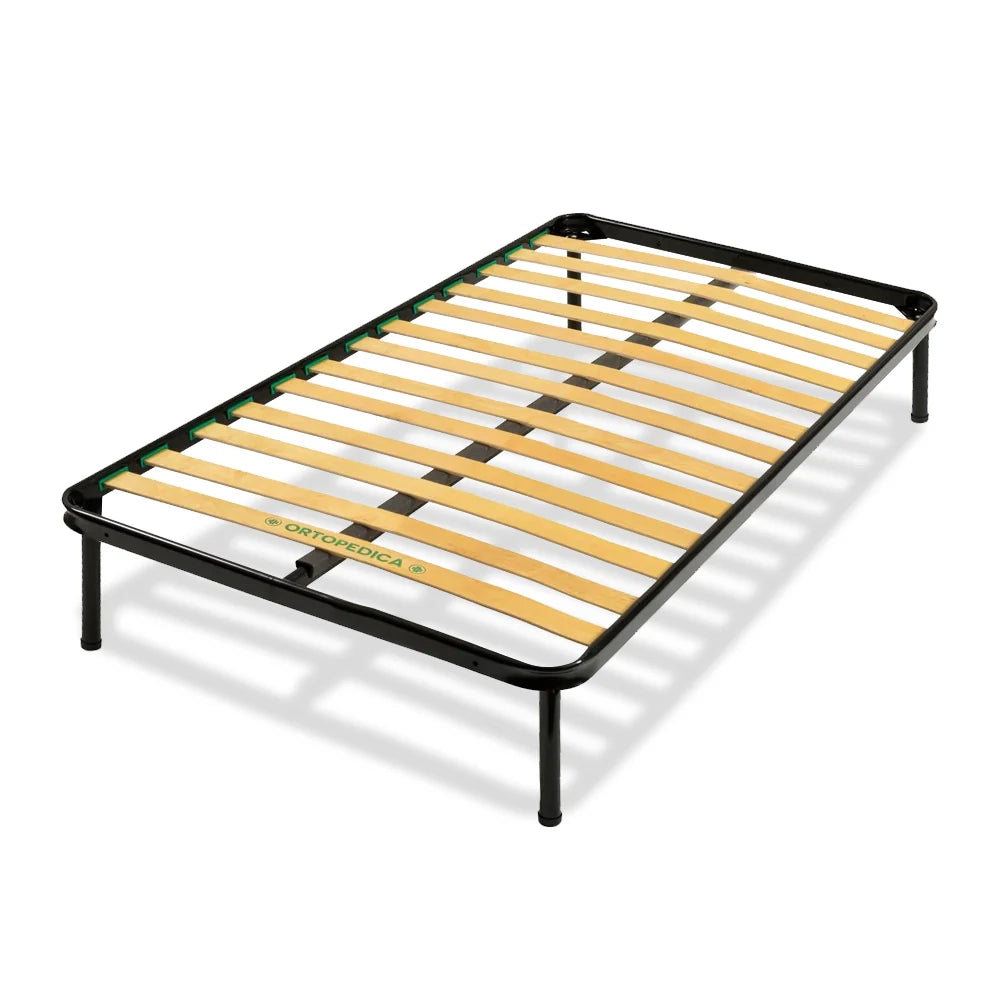 Rete ortopedica 120X190 13 doghe in betulla con 4 piedi |100% MADE IN ITALY| struttura in acciaio anti cigolio, angoli anti infortunistici, altezza 34 cm