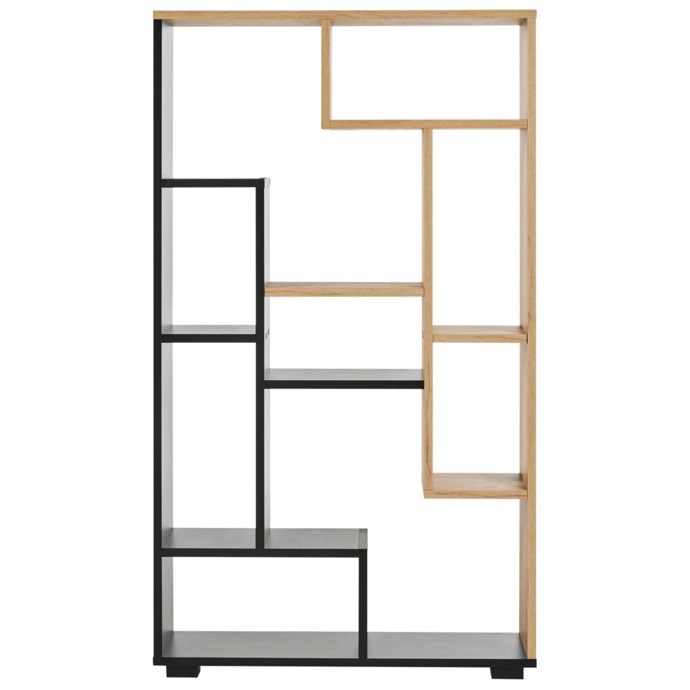 Libreria Industriale 9 Scaffali Legno chiaro e Struttura Nera con schienale aperto stile moderno