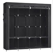 Armadio in tessuto per camera da letto appendiabiti 45 x 170 x 167 cm 4 scomparti appendiabiti ripiani a 2 livelli 4 tasche grande capacità camera da letto/soggiorno nero 12_0003969