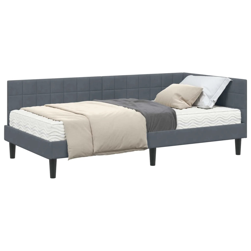 Struttura Letto Angolare con Materasso 2 pz-Giroletto con materasso Grigio Velluto 678063