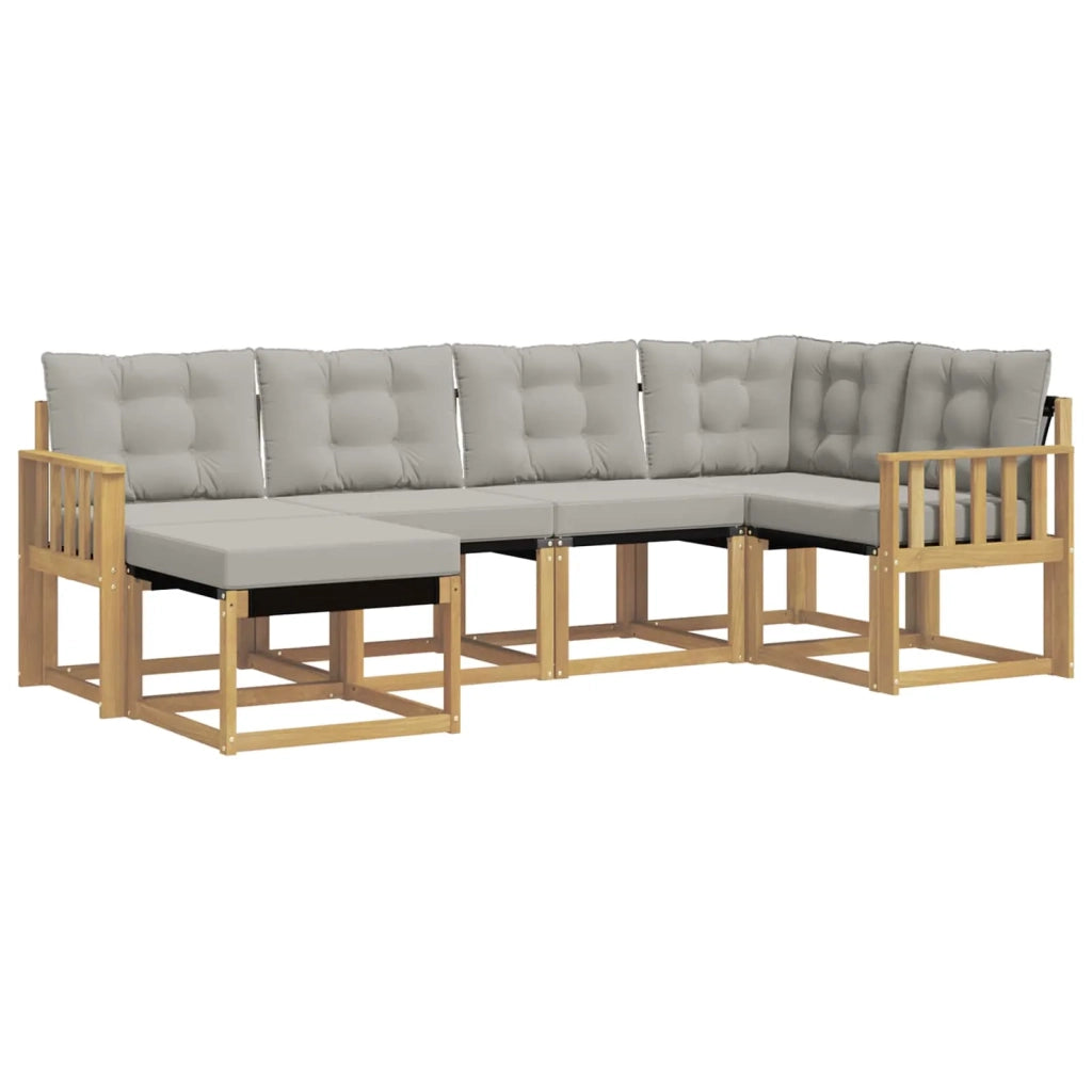 Set di divani da esterno 6 pz Bianco e Grigio Chiaro 3389641