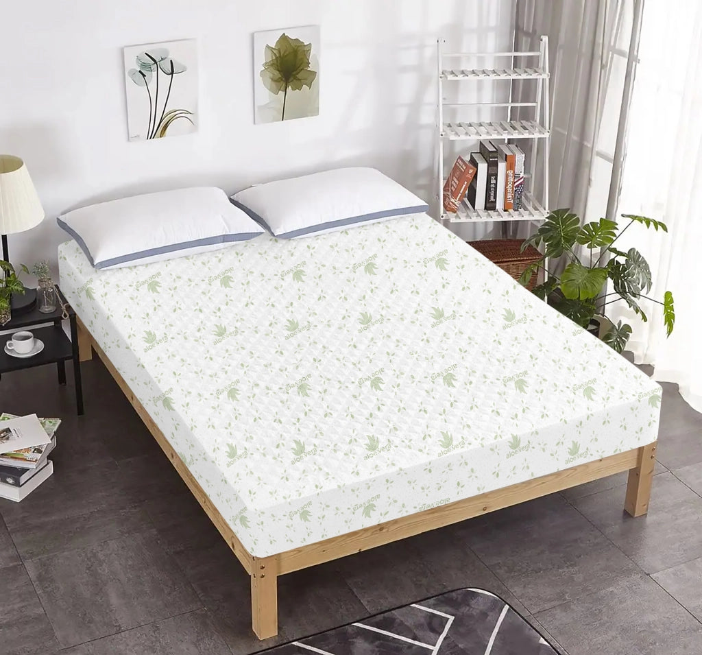 Coprimaterasso Trapuntato Impermeabile Aloe Vera Micro Traspirante Silenzioso Barriera Liquidi Lenzuolo Angoli Elasticizzati SalvaMaterasso Poliestere Bianco  Bianco - 140x200+30cm