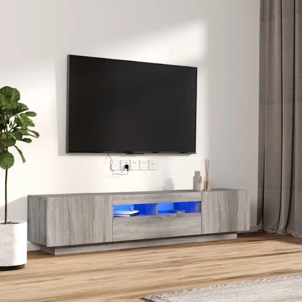Set Mobili TV 2 pz con Luci LED Grigio Sonoma Legno Multistrato 3120168