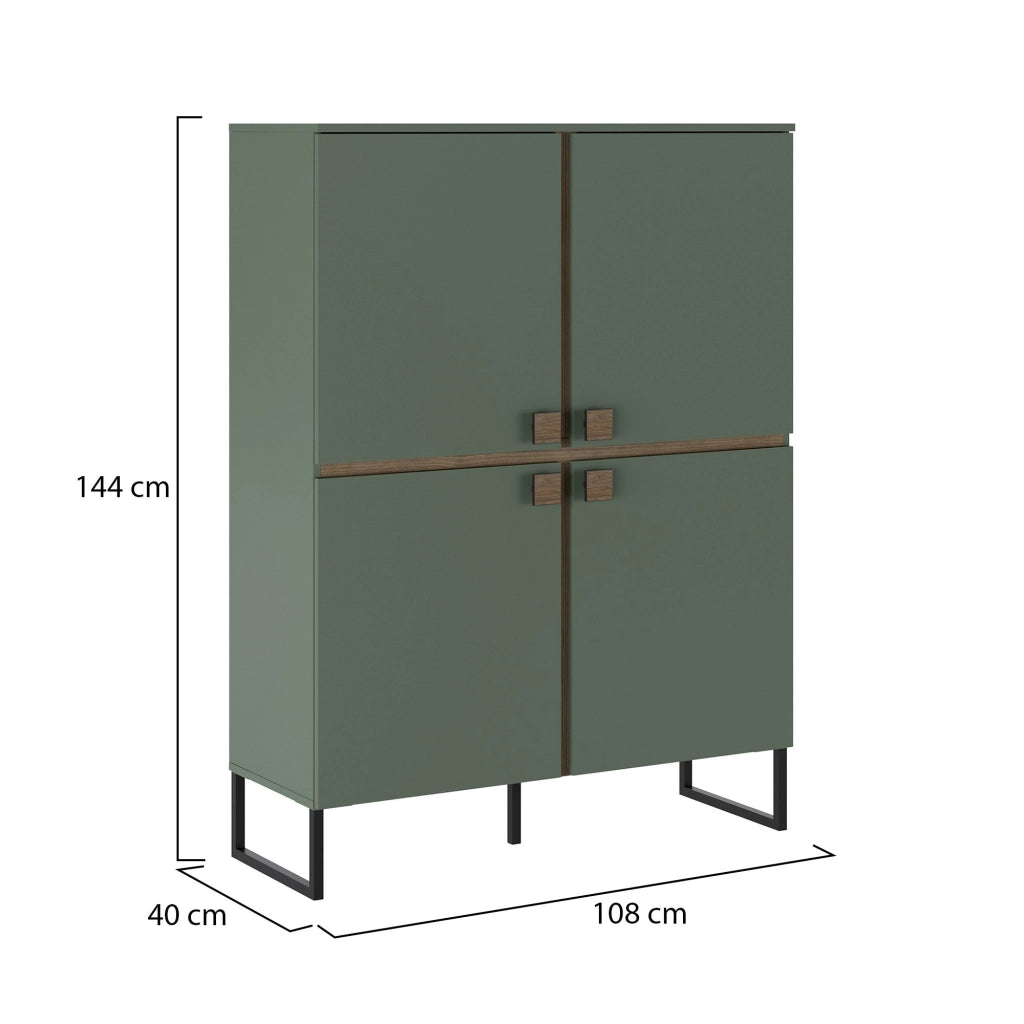 Madia Guerina, Credenza 4 Ripiani, 108x40x144h cm Verde