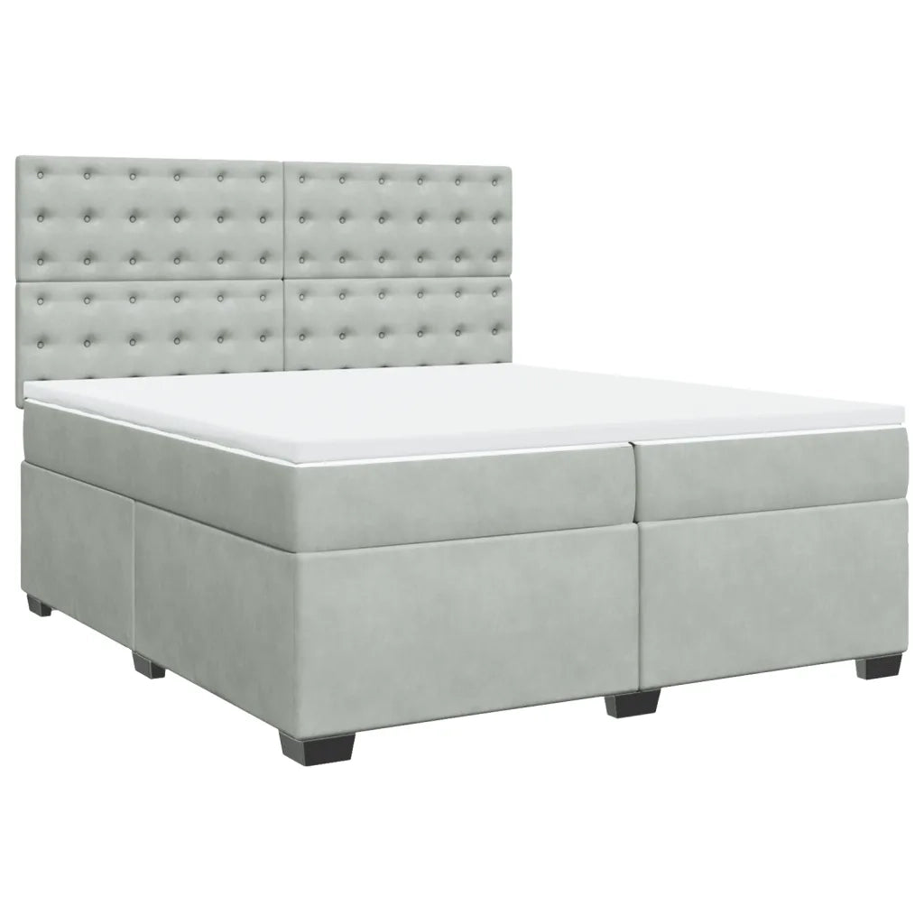 Giroletto a Molle con Materasso Grigio Chiaro 200x200cm Velluto