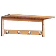 EasyComfort Appendiabiti con Mensola Attaccapanni a Parete con Ripiano Bambù 50 × 16 × 17.5cm