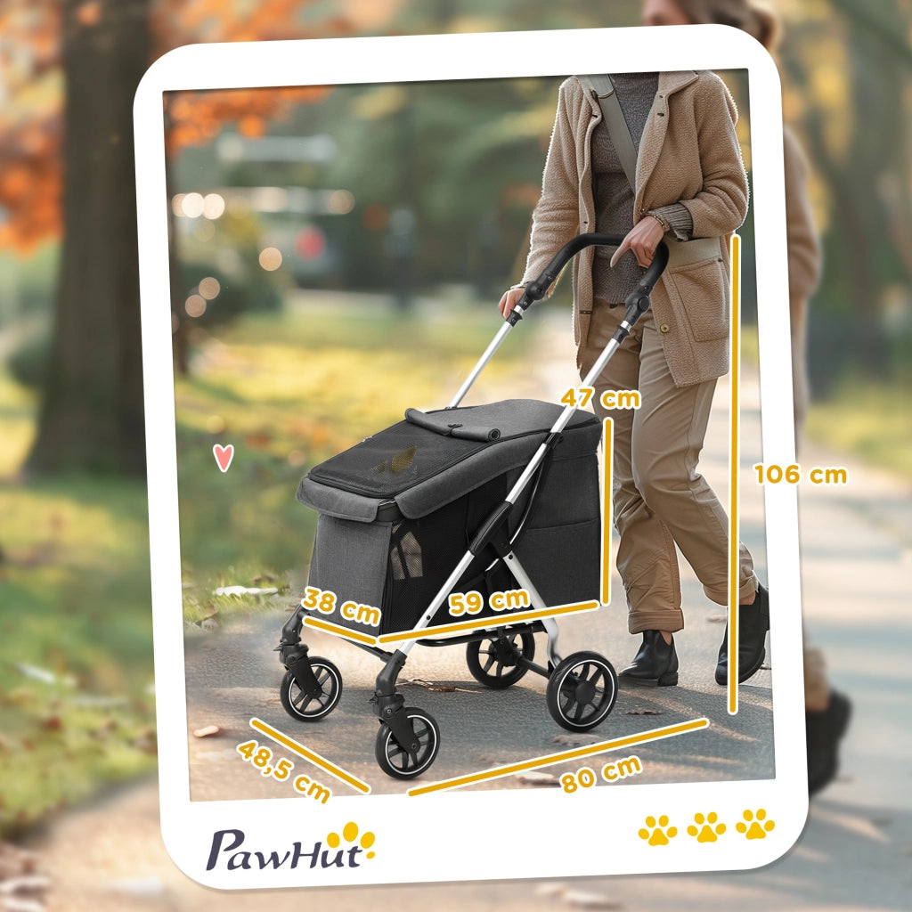 Carrello per cani ¨C zephmum ¨C 4 ruote pieghevole cuscino lavabile grigio