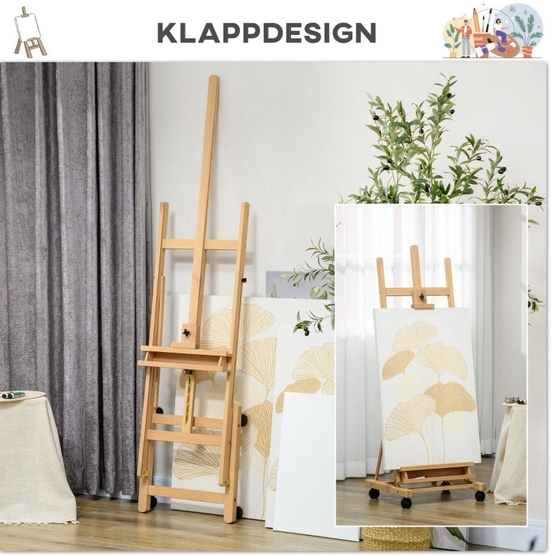 Cavalletto da studio in legno regolabile con ruote