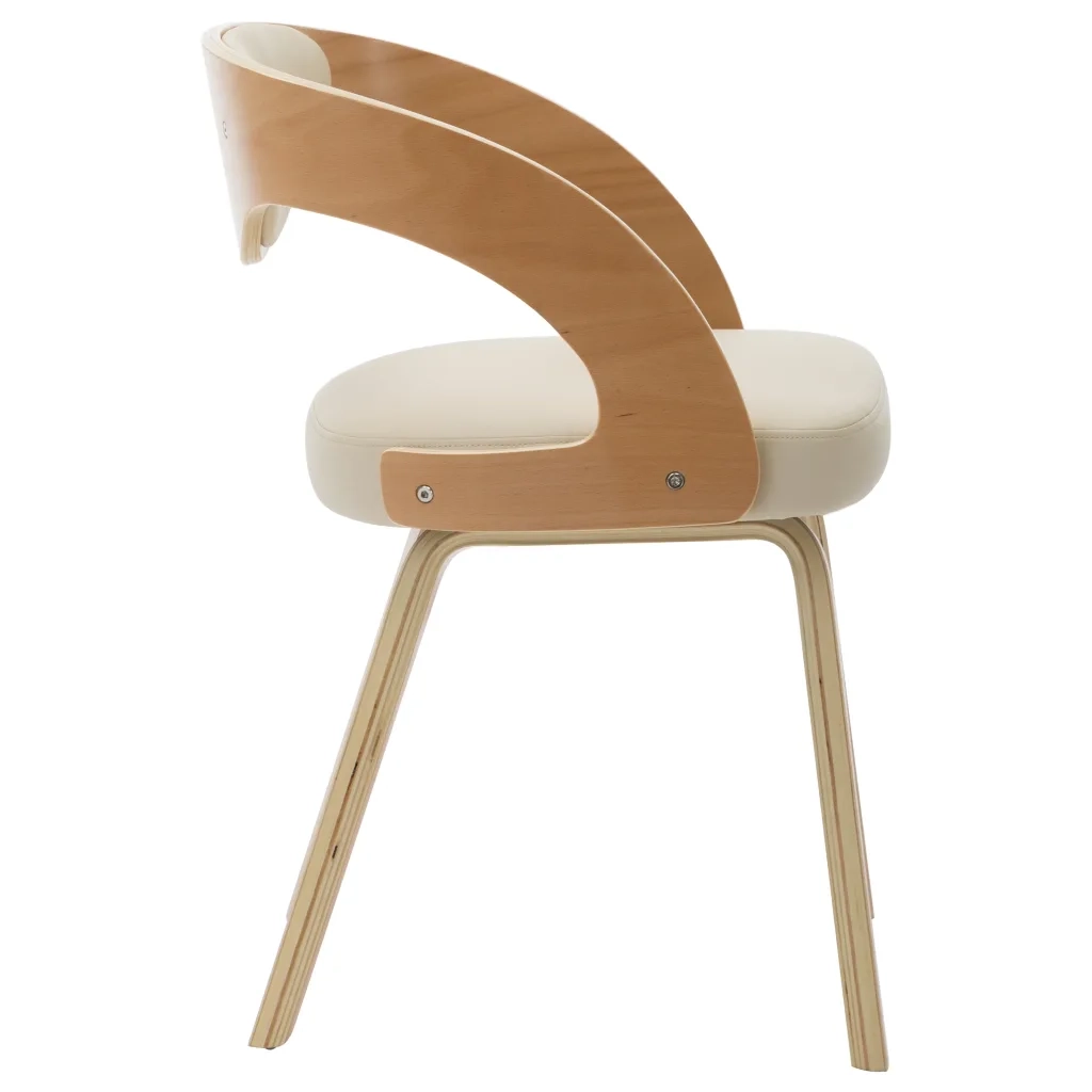Sedie da Pranzo 4 pz in Legno Curvato e Similpelle Crema