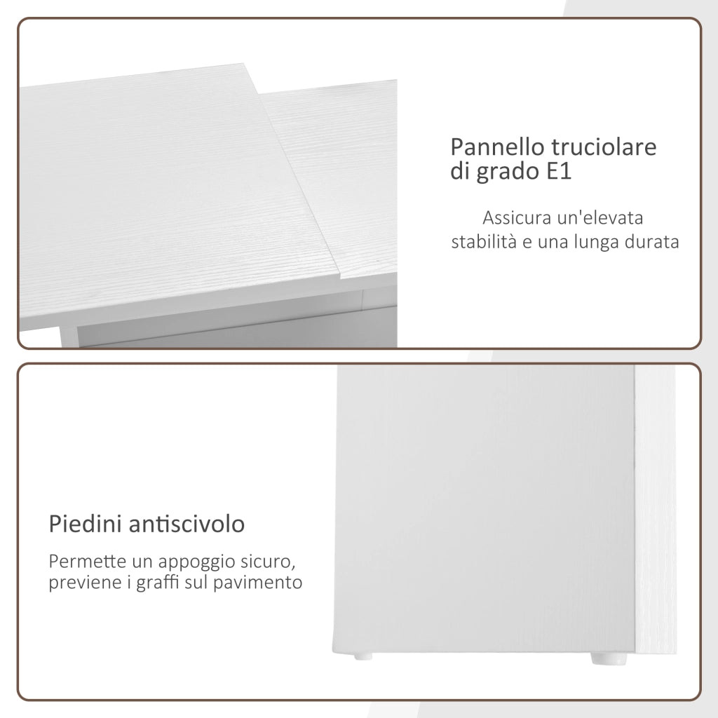 EasyComfort Scrivania Angolare con Libreria Scaffale in Legno Bianco, Tavolo da Pranzo con Rotazione a 360°, 173x39.8x74 cm