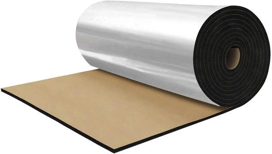Matte di isolamento acustico in alluminio - autoadesivo - impermeabile - resistente alle fiamme - spessore 4mm - superficie coperta 0,2 mq - materiale isolante acustico