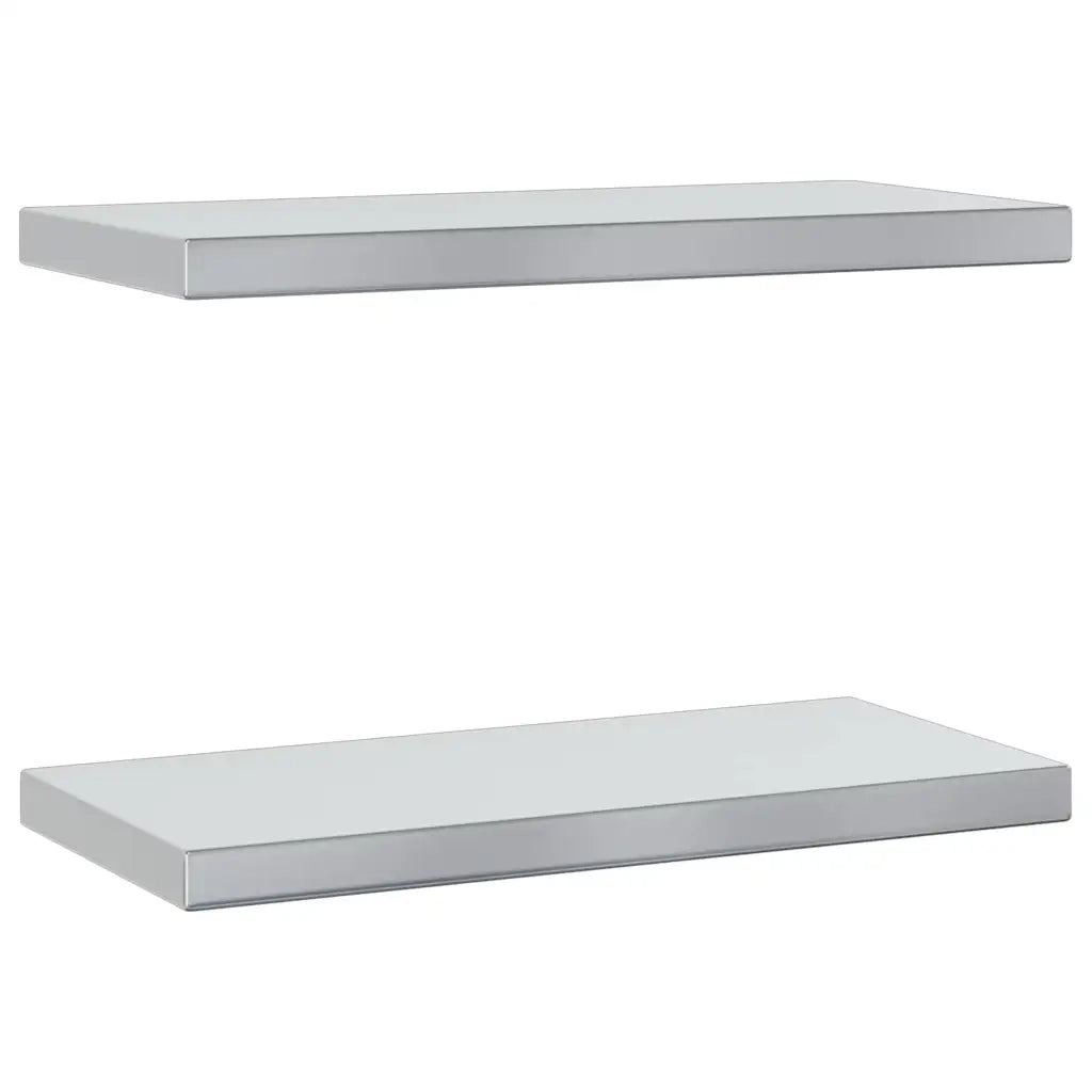 2 pz Mensole a Muro | Scaffale Parete | Ripiano a parete 50x23,5cm Argento in Acciaio Inossidabile