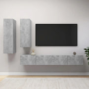 Set di Mobili Porta TV 4 pz Grigio Cemento in Legno Multistrato 3079153