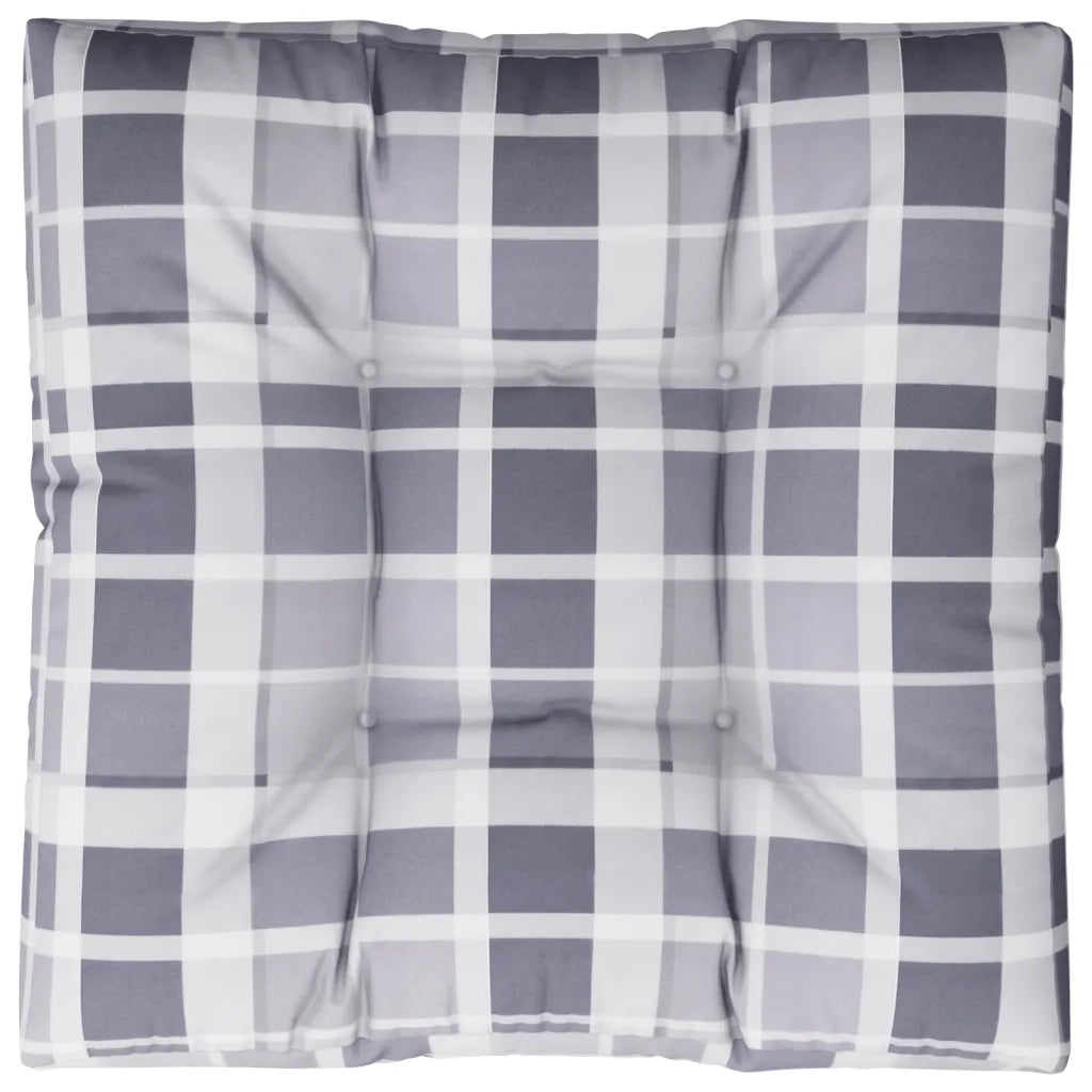vidaXL Cuscino per Pallet Motivo a Quadri Grigi 80x80x12 cm in Tessuto