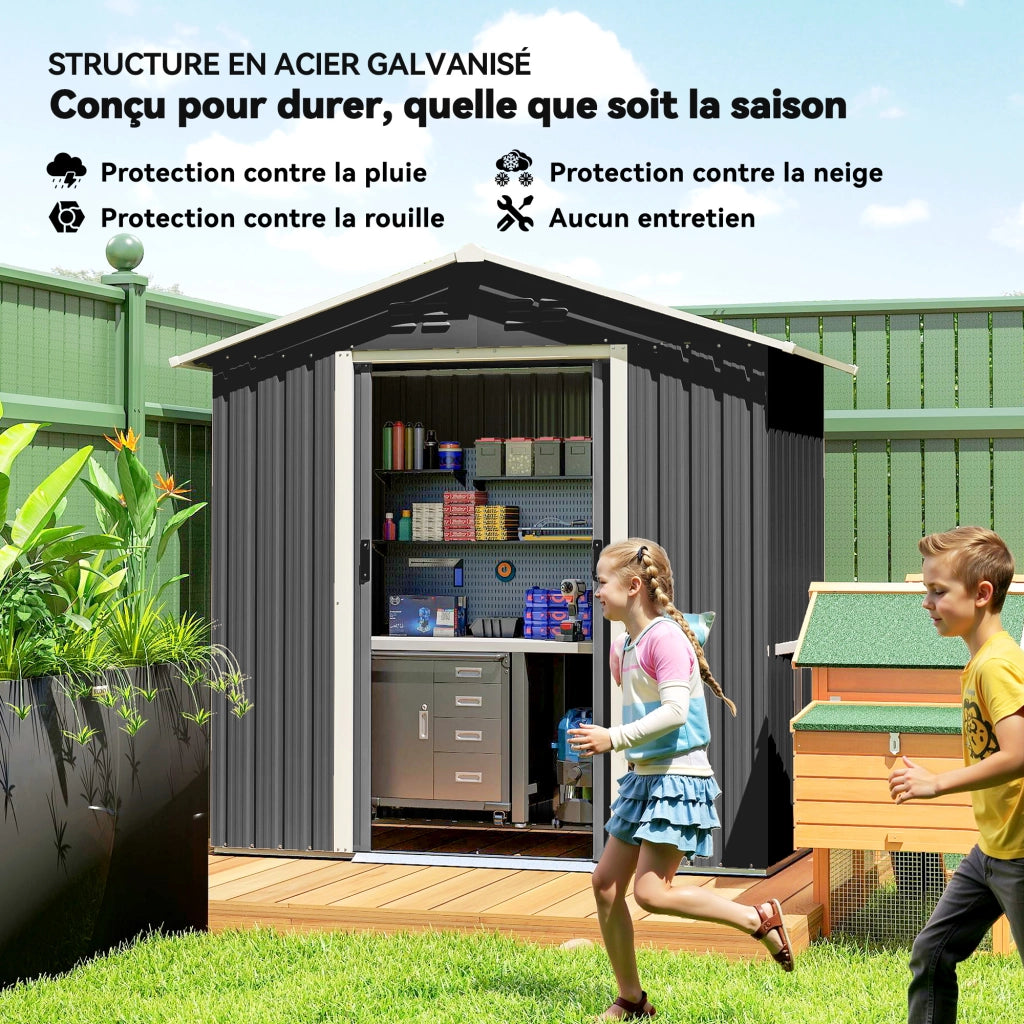 Capanno da giardino in metallo ¨C zephmum ¨C grigio antracite 194x107x191 cm
