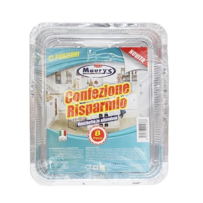 MAURY'S CONTENITORE IN ALLUMINIO DA 12 PORZIONI IN CONFEZIONE DA 8 PEZZI