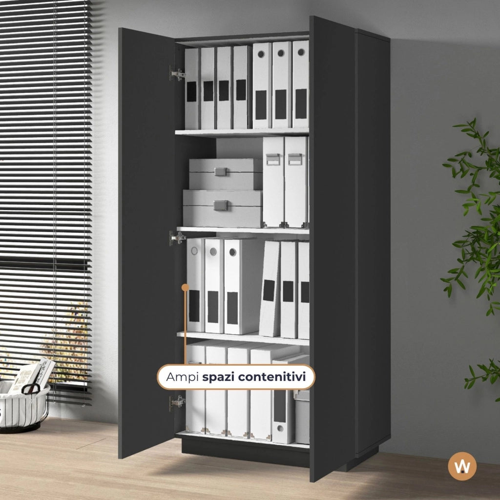 WHOUS Armadio multiuso Easy a 2 ante antracite opaco 79,20x38x166 cm
