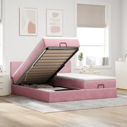 Struttura Letto Pouf con Materassi Rosa 200x200 cm Velluto 3312916