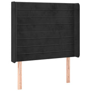 Testiera | Testata ad Orecchio Nera 93x16x118/128 cm in Velluto