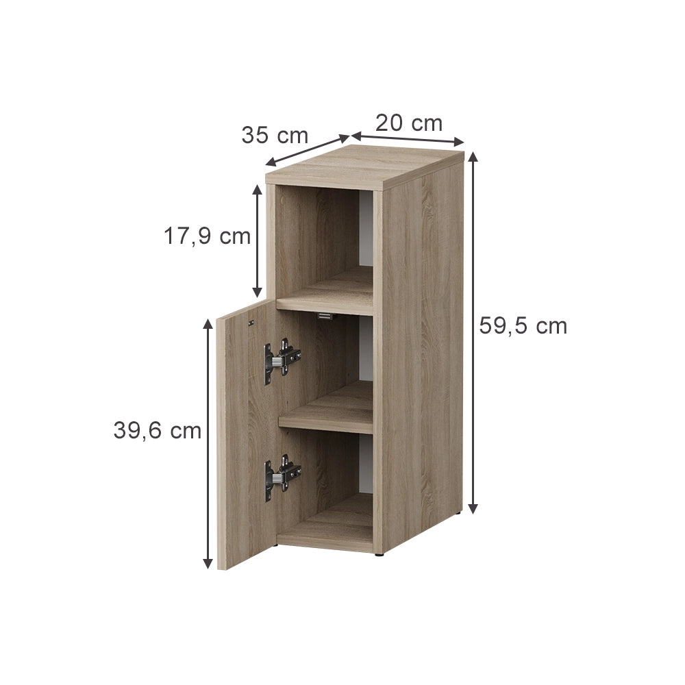 Vicco Comodino camera da letto Sonoma 20 x 59.5 cm con 1 porta