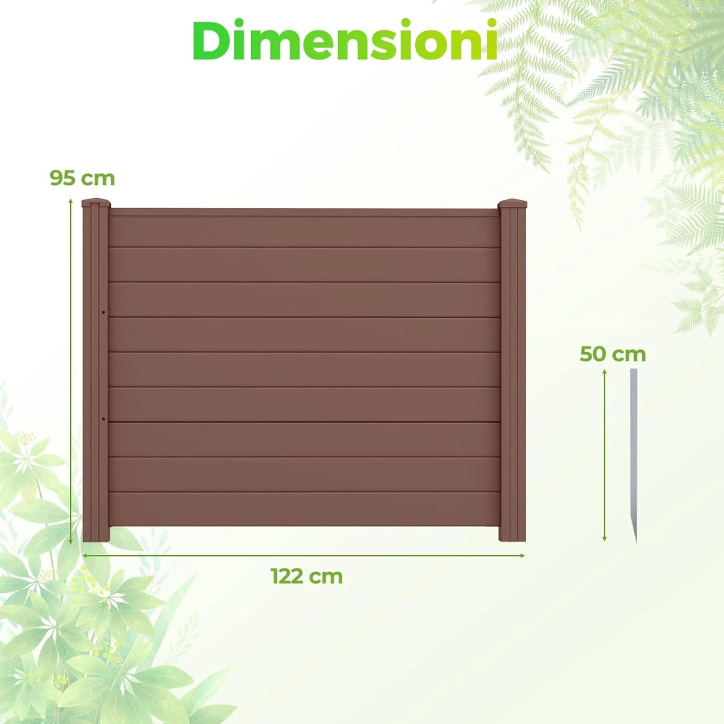 Recinzione da Giardino con 3 Pannelli e 4 Pali di Metallo Zincato | Schermo Privacy da Esterno Modulare per Copribidone e Condizionatore d'Aria