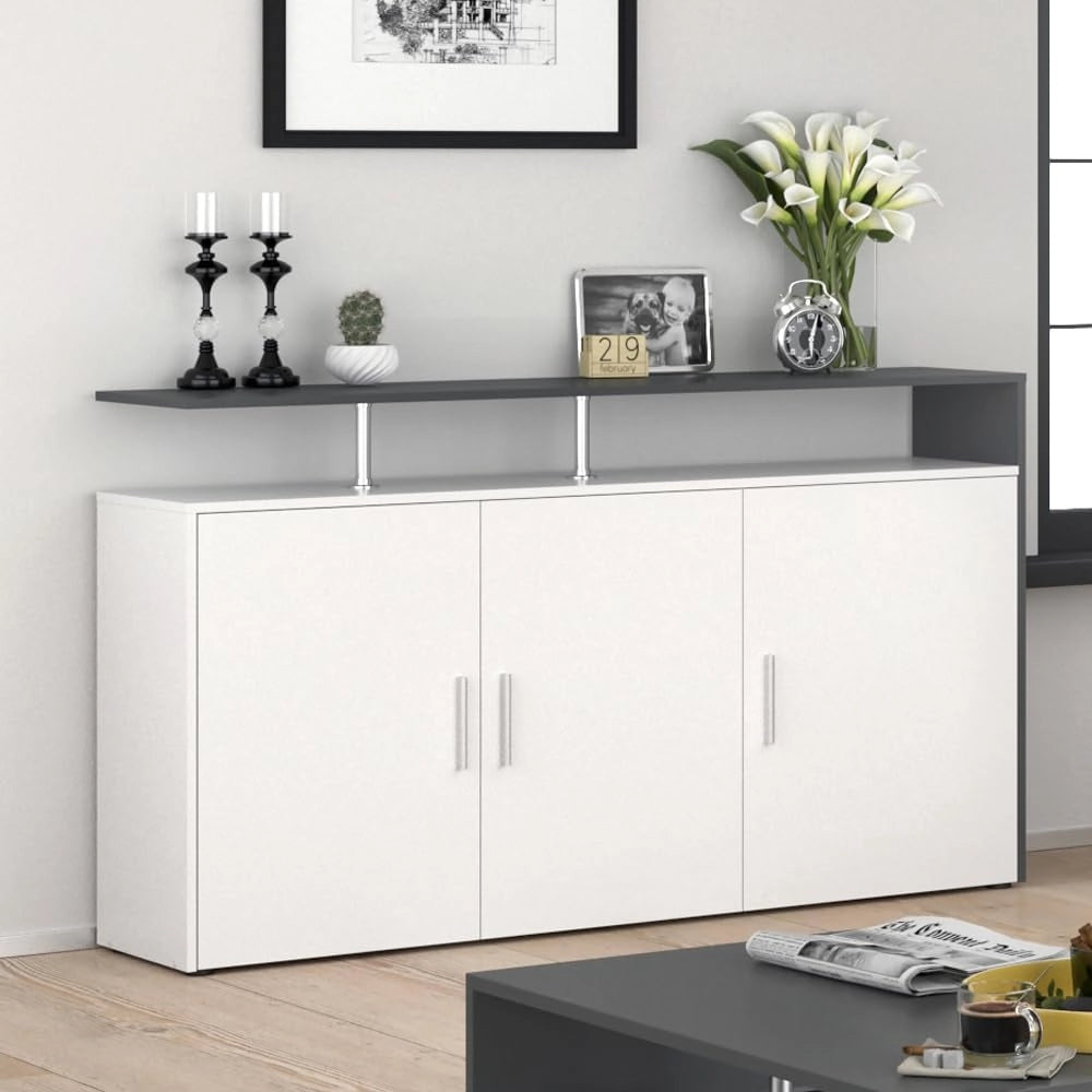 Credenza Amato, Bianco/antracite, 35 x 91.6 cm, per la conservazione di abbigliamento e oggetti per la casa