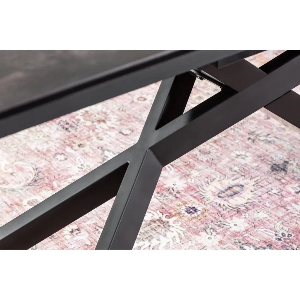 Tavolo da pranzo STELIX - Estensibile da 180 a 260 cm - Struttura in metallo e piano in vetro temperato e ceramica