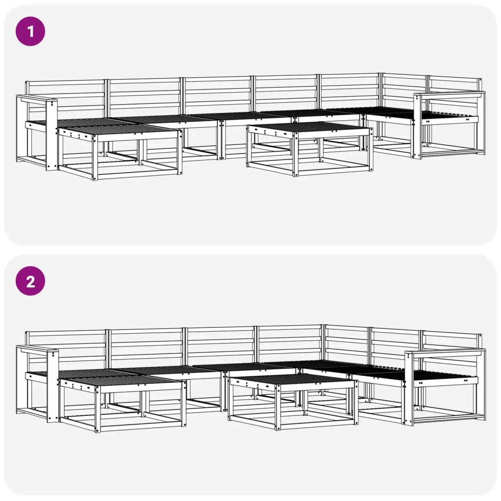 Set di divani da esterno 8 pcs Bianco Legno di Acacia Massello 3386798