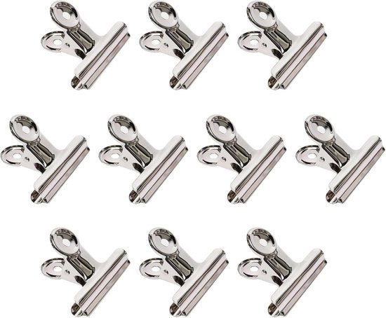 Bindclip Metallico Grande 75 mm - Chiusura Forte per Documenti e Foto (10 pezzi)