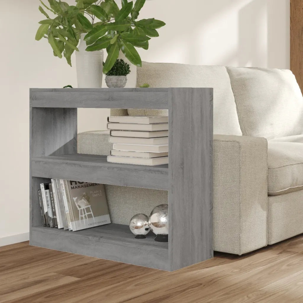 Libreria Divisorio-Scaffale per Libri-Mobile di Stoccaggio Grigio Sonoma 80x30x72 cm