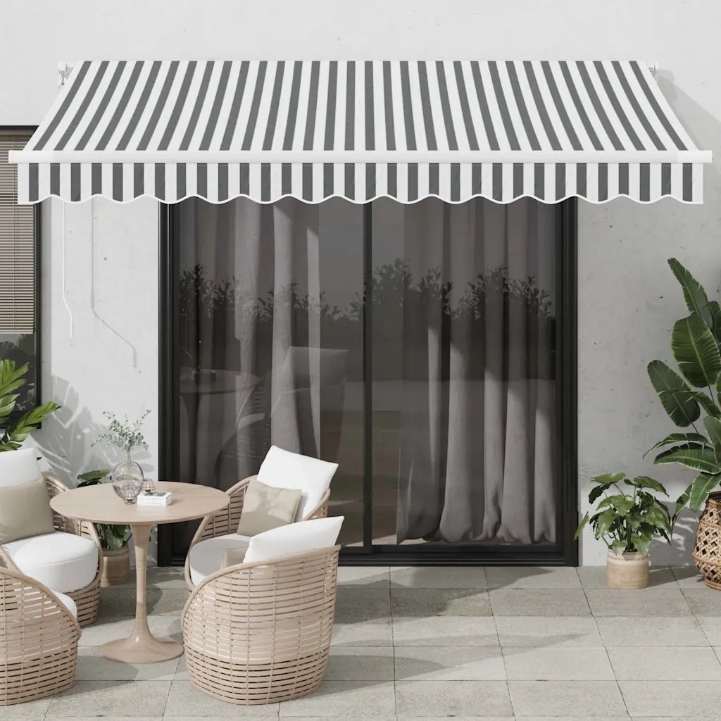 Tenda da Sole Retrattile Manuale-Tenda parasole per Patio Antracite e Bianco 350x250 cm