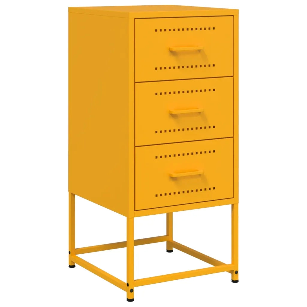 Comodino | Armadio da Notte | Mobiletto da notte Giallo Senape 36x39x78 cm in Acciaio